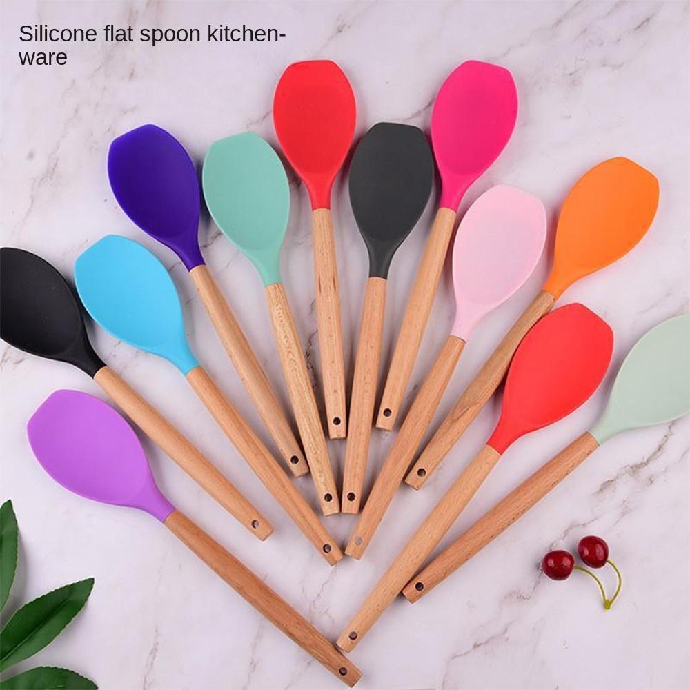 

Long Wood Handle Large Stirring Spoon Heat Resistant Egg Spatula for Kitchen Utensils