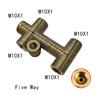 Copper 3 Way T Piece Brake Pipe Connector AN3 M10X1.25 M12X1 M12X1.25 Union Fittings Straight Brass Connector Car Accessories
