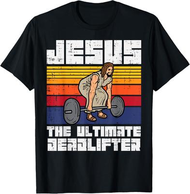 Heißer Verkauf Lässig Lustig Fitnessstudio Jesus Ultimativer Kreuzheber Christliches Training 100% Baumwolle Kurzarm T-Shirt Unisex Damen T-Shirt