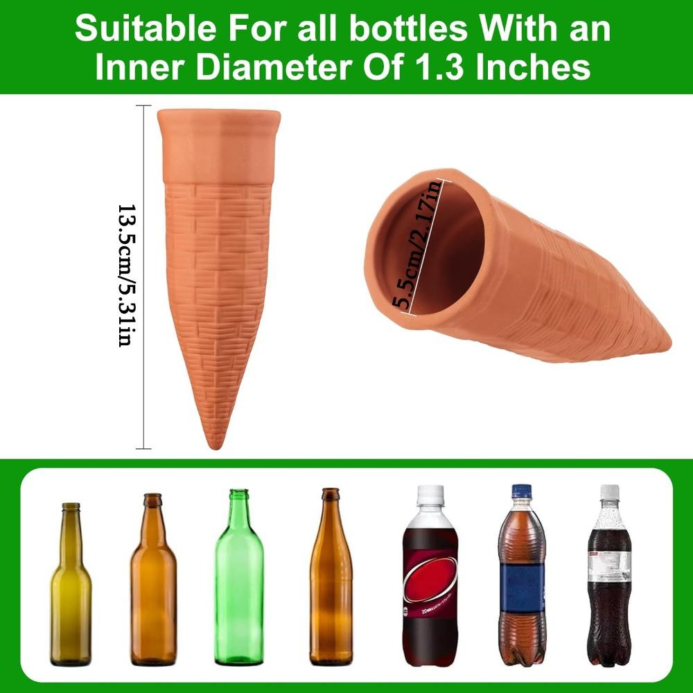 6pcs Terracotta Watering Spikes Plant Watering Devices Wine Bottle Automatic Plant Waterer for Vacations Self Watering Stakes