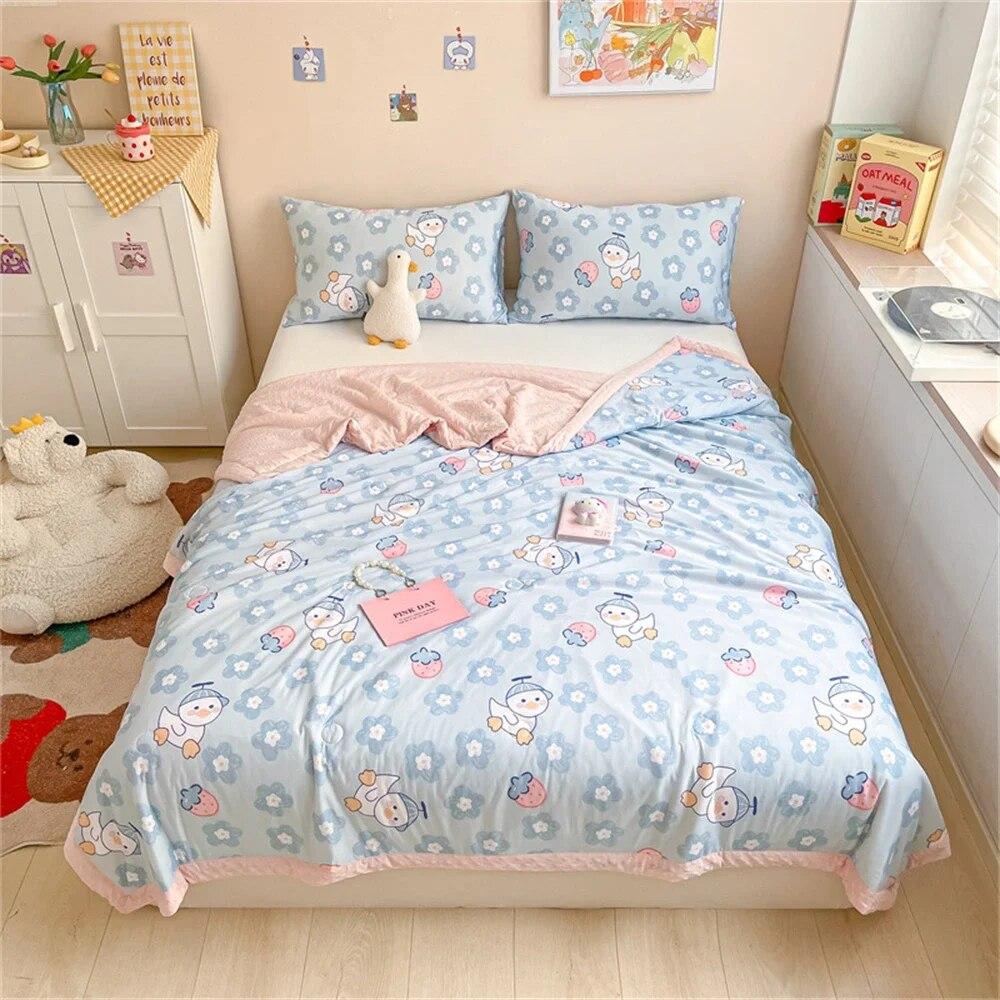 Cotton Summer Quilt Home Sofa Thin Air Conditioning Throw Blanket Soft Office Nap Blanket Bedroom Nap Home Decoration Bed Cover