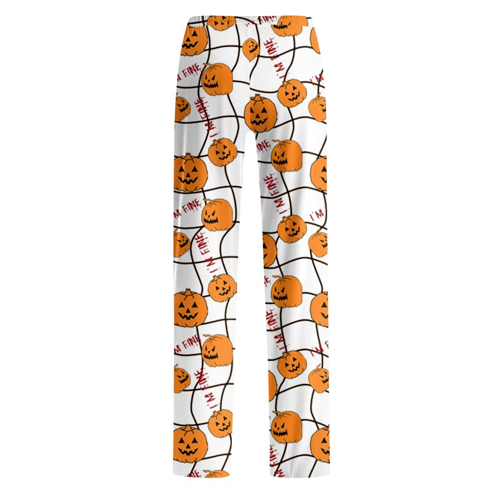 Herren Lockere Halloween-Print Loungehose Lässige Schlafanzughose Ohne Kordelzug Bequeme Passform Entspannter Stil
