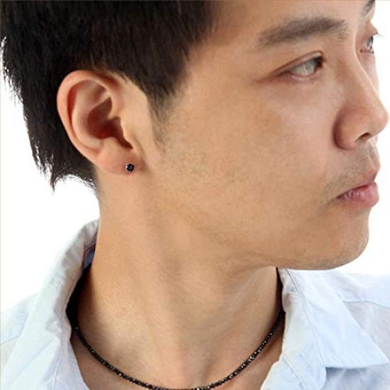 MUSUBI Matching Pair of Earrings for 925 Sterling Simple Design with a Single Cubic Zirconia CZ Stud Couples, Silver,
