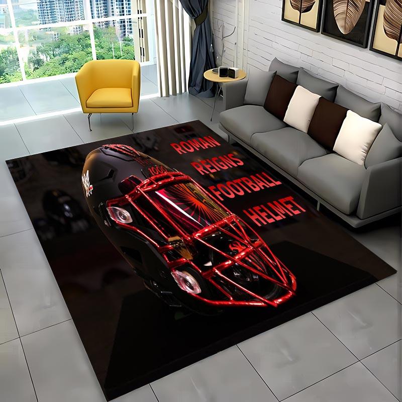 3D Printing Cool Motorcycle Helmet Carpets for Home Living Room Children's Bedroom Sofa Doormat KitchenFloor Rugs Anti-slipDecor
