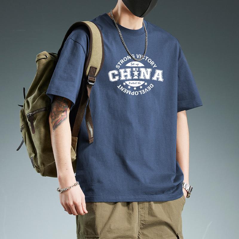 200g Heavy-duty American Pure Cotton Short Sleeved T-shirt Summer Couple Loose Base Shirt Men's Top