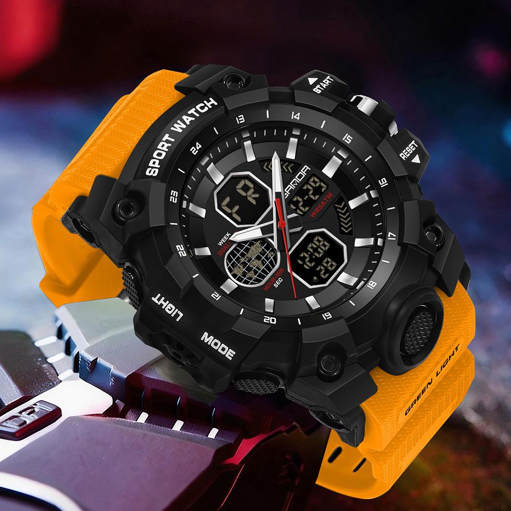 SANDA Top Luxury Watches Men Military Army Mens Watch Waterproof Sport Wristwatch Dual Display Watch Male Relogio Masculino