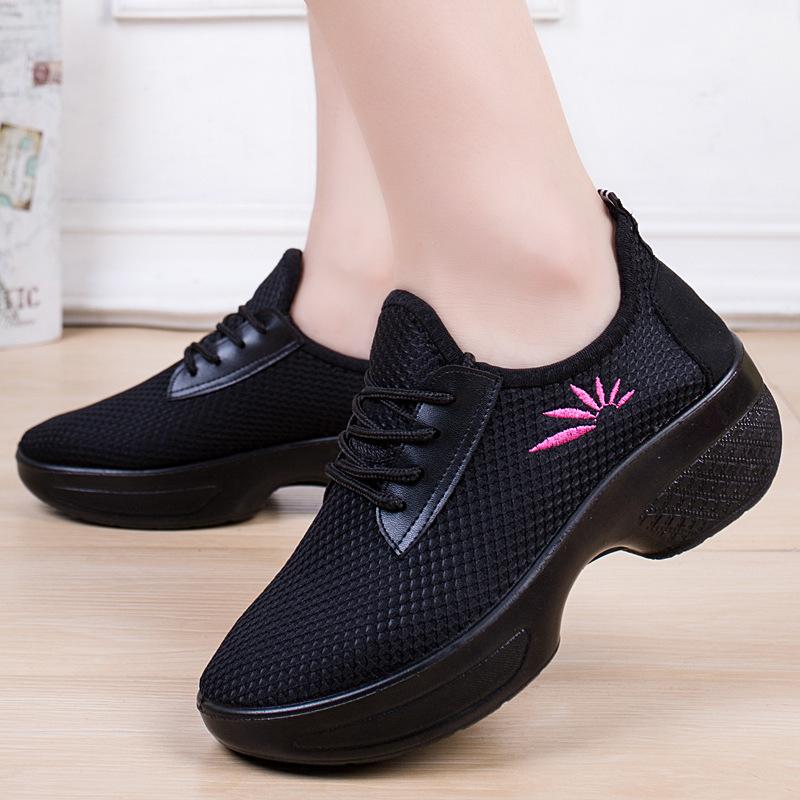 Fashion Woman Platform Mesh Jazz Shoes Ladies Modern Soft Outsole Dance Sneakers Breathable Lightweight Dancing Fitness Shoes