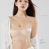 Seamless Satin Back Lingerie Women's Gathering French Style Bra Lace Suspender One-piece Fixed Cup Bra Thin Vest