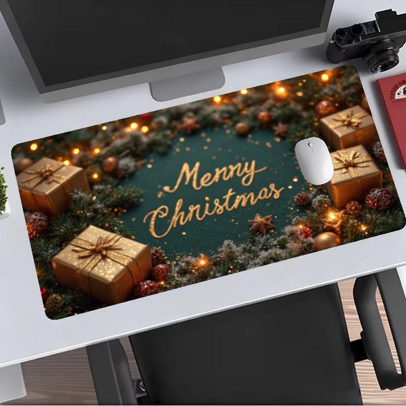 Christmas Extended Gaming Mouse Pad with Stitched Edges NonSlip Rubber Base Waterproof Desk Mat for Computer Laptop Office Gaming