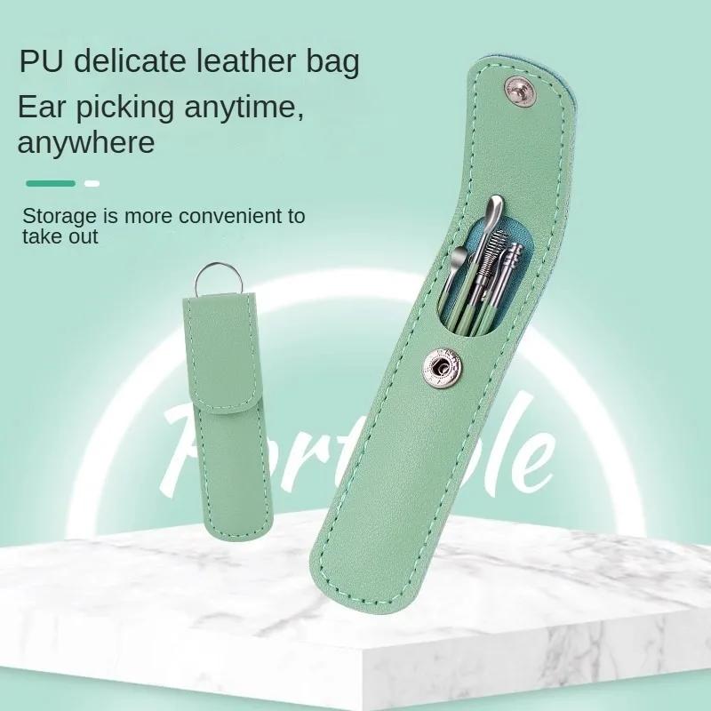 6 Pcs Ear Pick Ear Wax Removal Kit Ear Cleansing Tool Set Ear Curette Cleaner 360° Spiral Design Ear Canal Cleaner Stainless