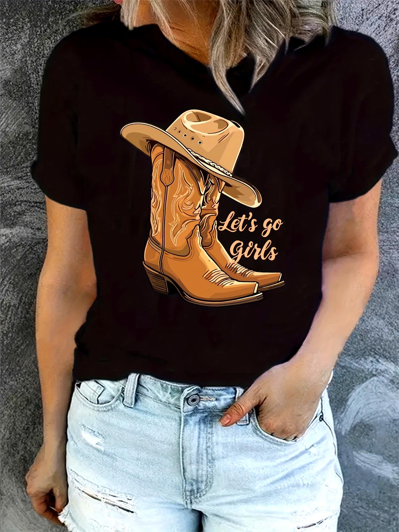 Cowboy Boots Hat Let s go Girls Graphic T-shirt XL
