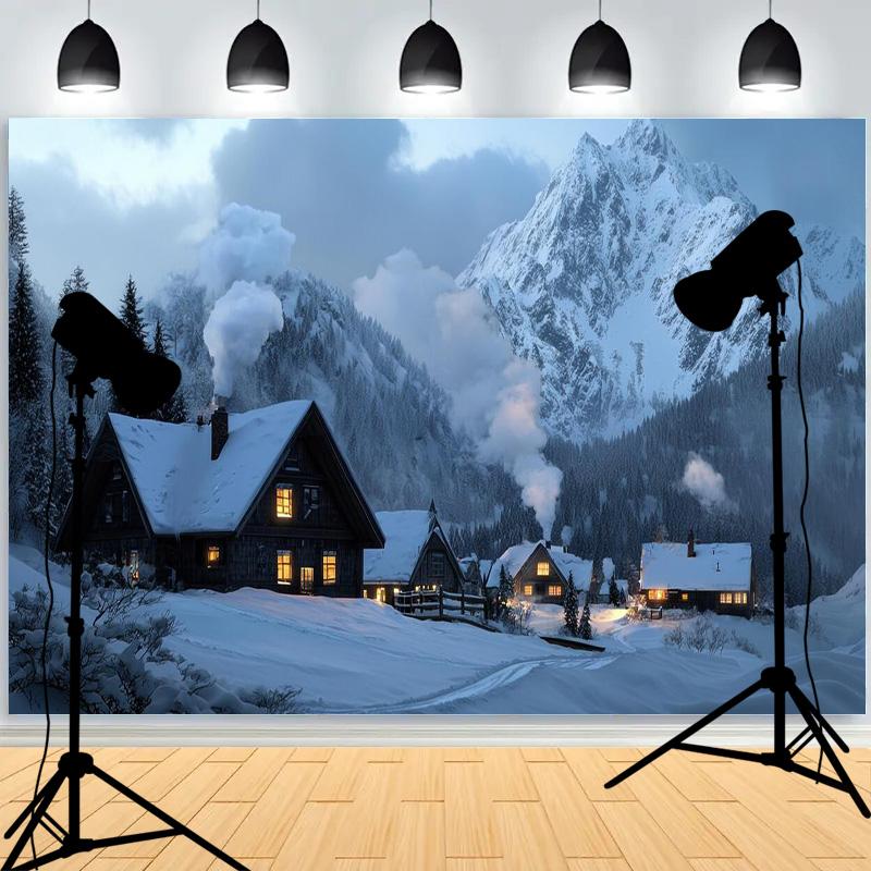 Winter Snow Scene Pine Tree Forest Background Christmas Party New Year Decor Children's Photography Photo Backdrops SO-15