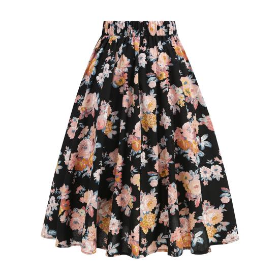 Women Skirt Fit A-Line Style High Midi Mid-calf Skirt Work Leisure