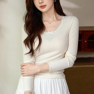 Lace Lace T-shirt for Women In Women's Long-sleeved Autumn New Pure Base Shirt