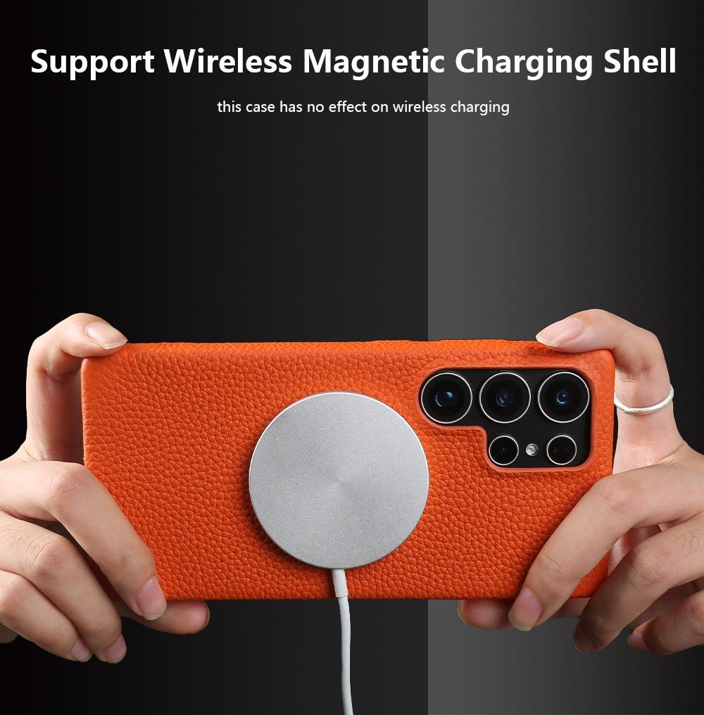 Luxury Cowhide Magnetic Suction Leather Case For Samsung Galaxy S25 Ultra S24 Plus S23 FE S22 S21+ Full Edge Protection Cover
