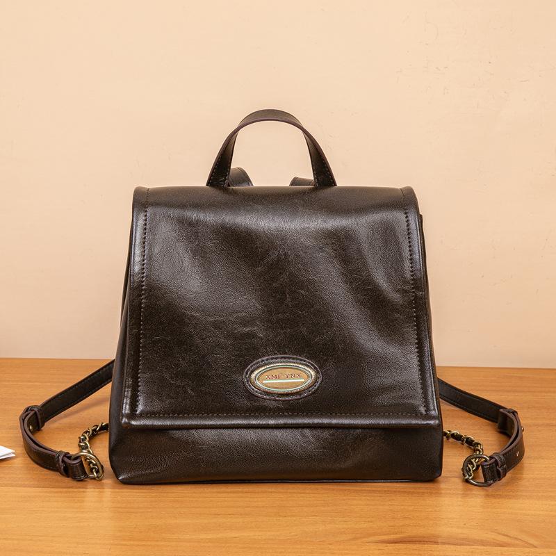 High-quality women s 2024 spring-summer new Korean-style ins retro autumn-winter college student backpack чёрный