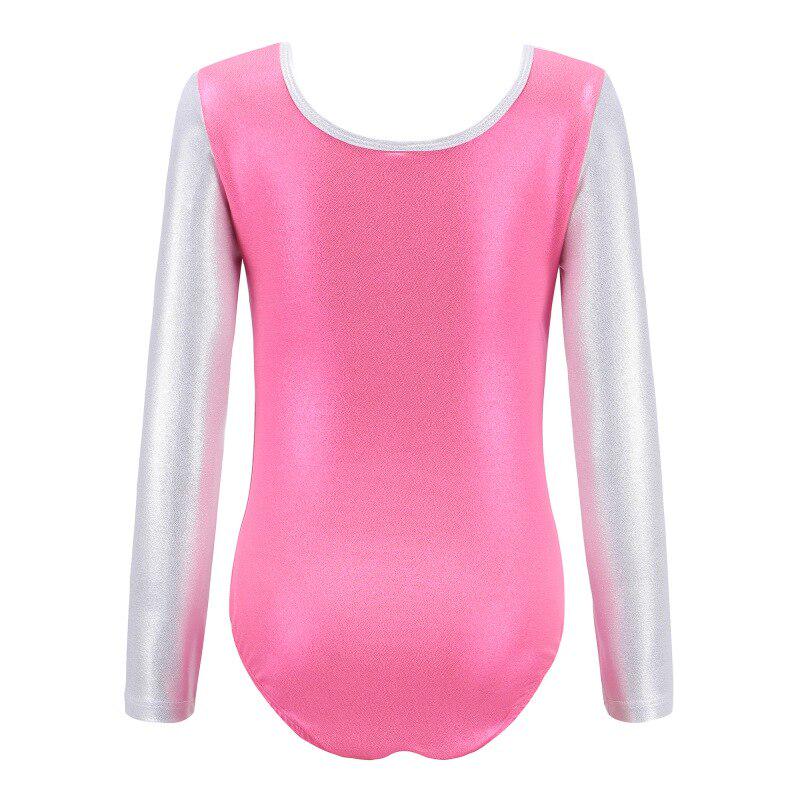 5-12Y Gymnastics Dancesuit Girls Long Sleeve Dance Leotards Child Striped Costumes Gymnastic Leotards Kids Dance Ballet Suits