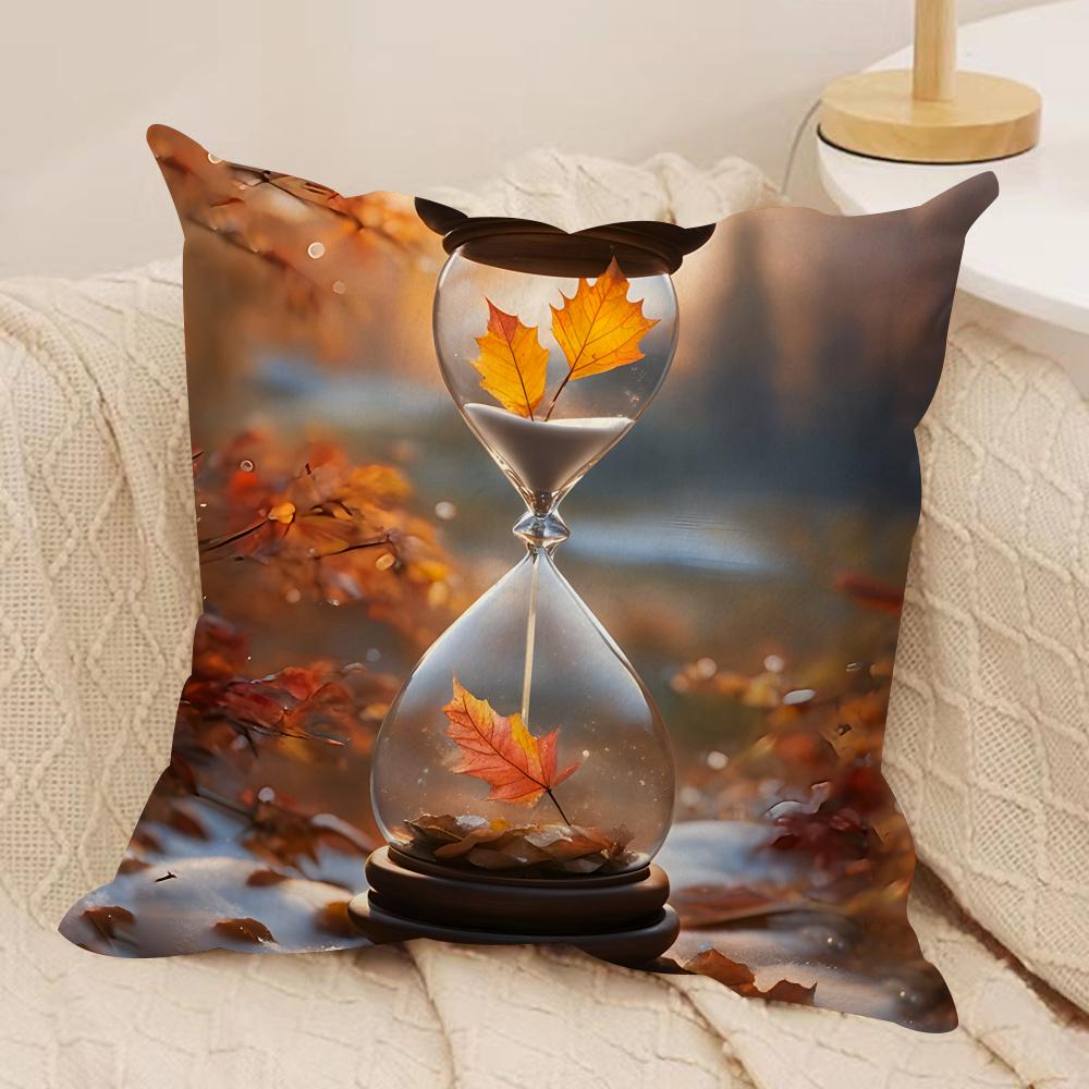 Brown Retro Autumn Time Cushion Cover Silky Short Plush Invisible Zipper Dustproof Sofa Pillow Case For Home Decor