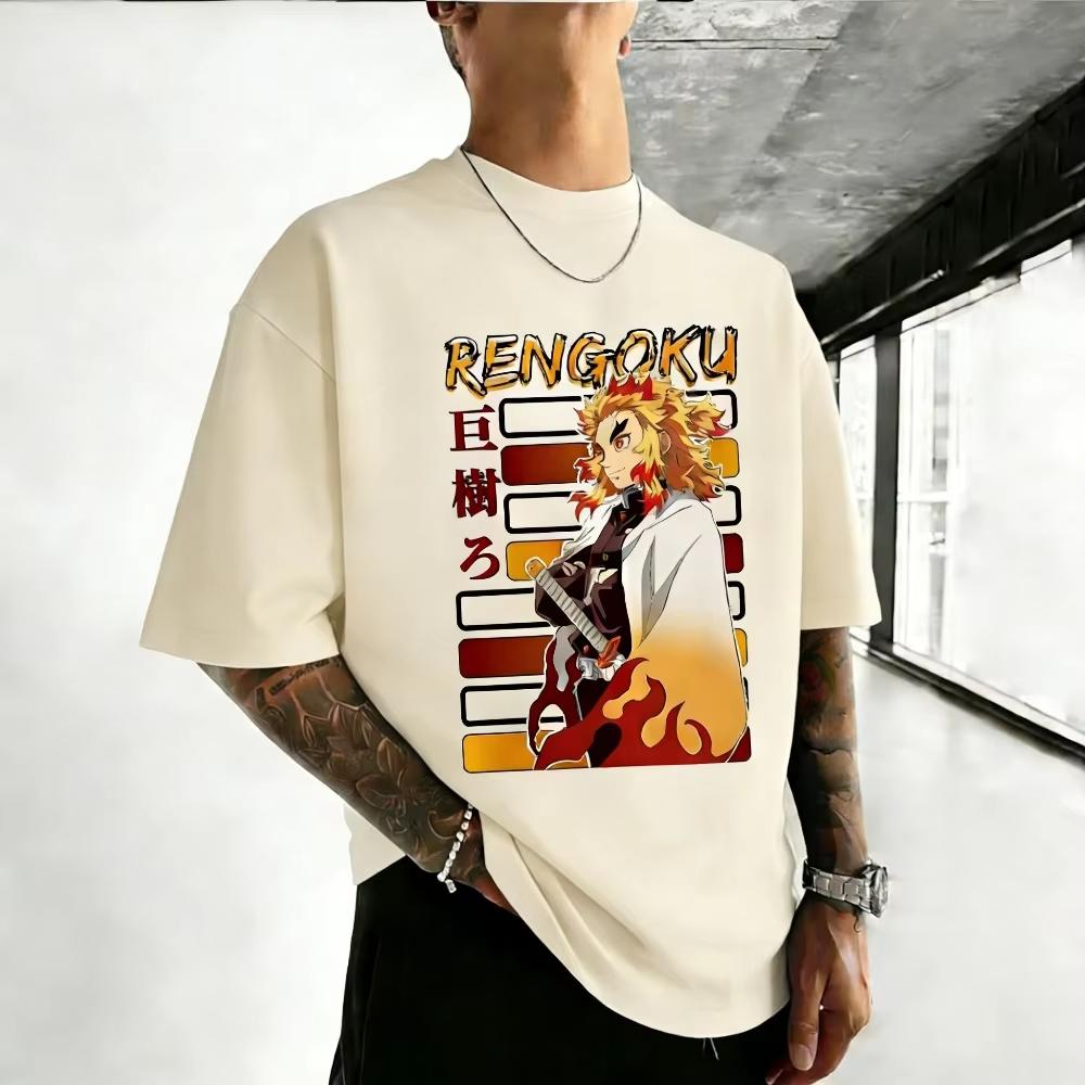 Unisex Pure Cotton Tshirt  Demon Slayer  Summer 2026 Harajuku Style Anime Print Loose Family Shortsleeved Top