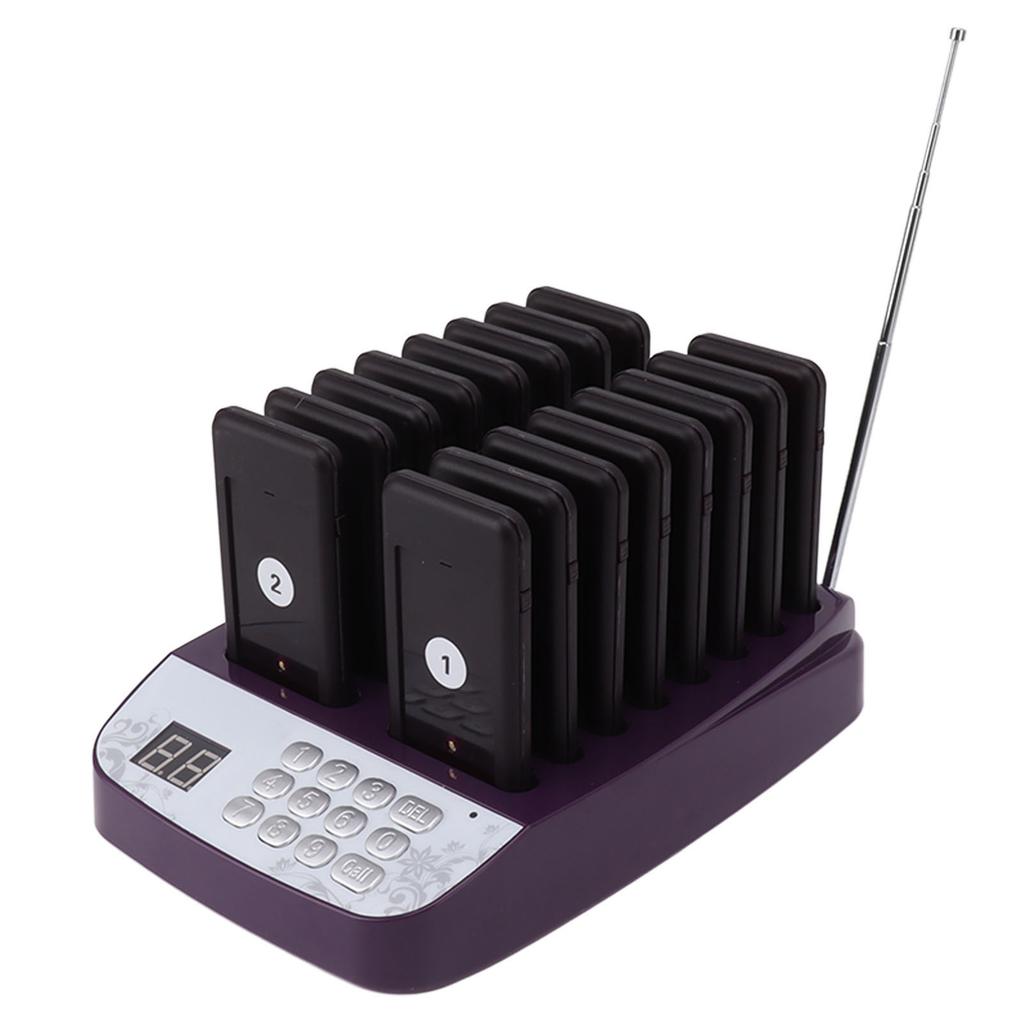 Cercapersone per ristoranti, cicalini wireless, portata 200 m, 16 cercapersone, vibrazione, segnale acustico, cicalino lampeggiante, cercapersone