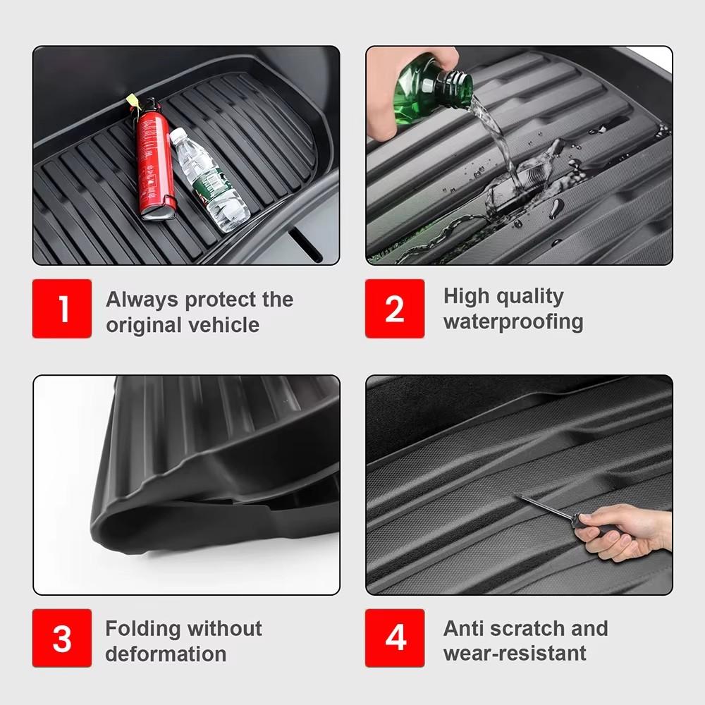USVOTOV Trunk Mats For Tesla New Model Y Launch 2021-2025 Model 3 Highland Cargo Liner Front Back Sill Guard Anti-Kick Accessory