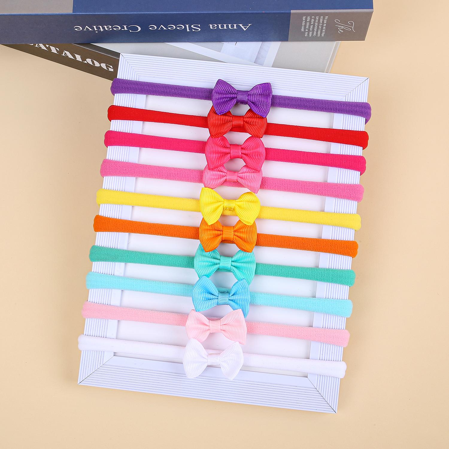 

10PCS Mini Hair Bows Headband Baby Nylon Headbands Elastic Soft Newborn Hairbands for Baby Girls Turban Infant Hair Accessories