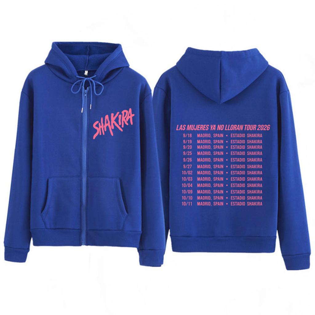 Shakira Las Mujeres Ya No Lloran Tour Print Zipper Hoodie Men Women Fashion Casual Loose Aesthetic Trend Zip Up Jacket Coat