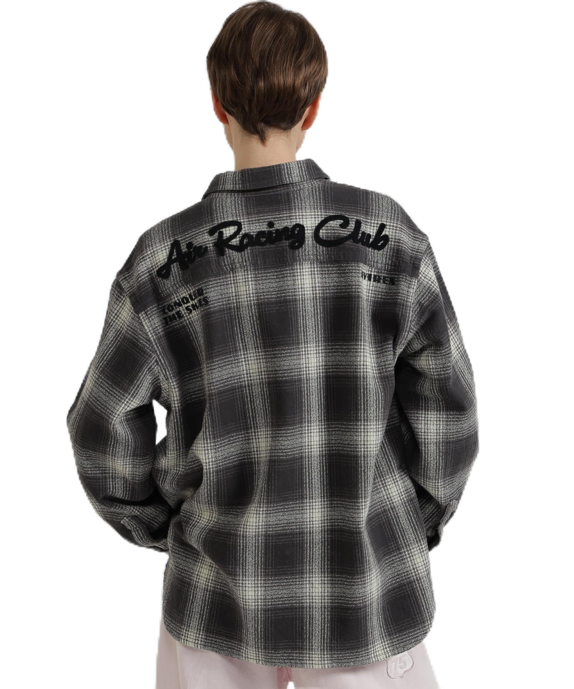 AVIREX OMBRE CHECK SHIRT Women s F Size 410 Charcoal 783-6120602