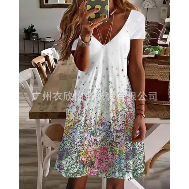 BITCED Fashion Summer Spring  Short Sleeve V-Neck Casual Dresses
