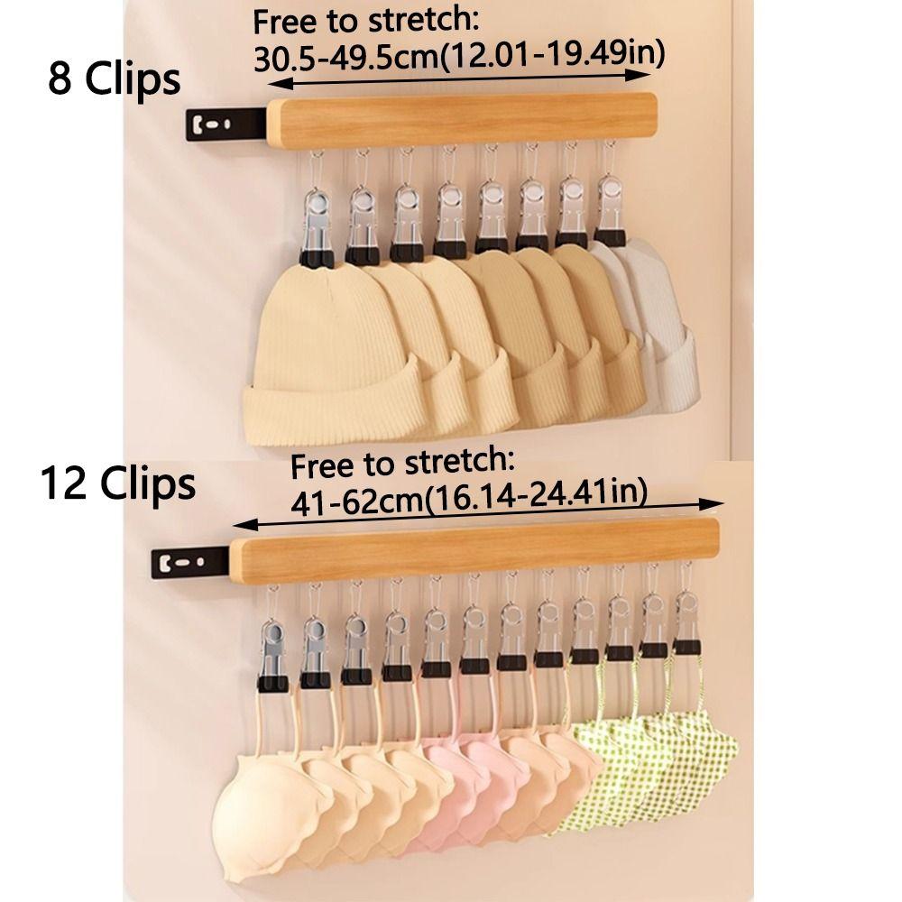 Punch Free Wooden Hats Hanger 8/12 Clips Clothes Drying Rack Wall Mounted Hat Holder  for Home