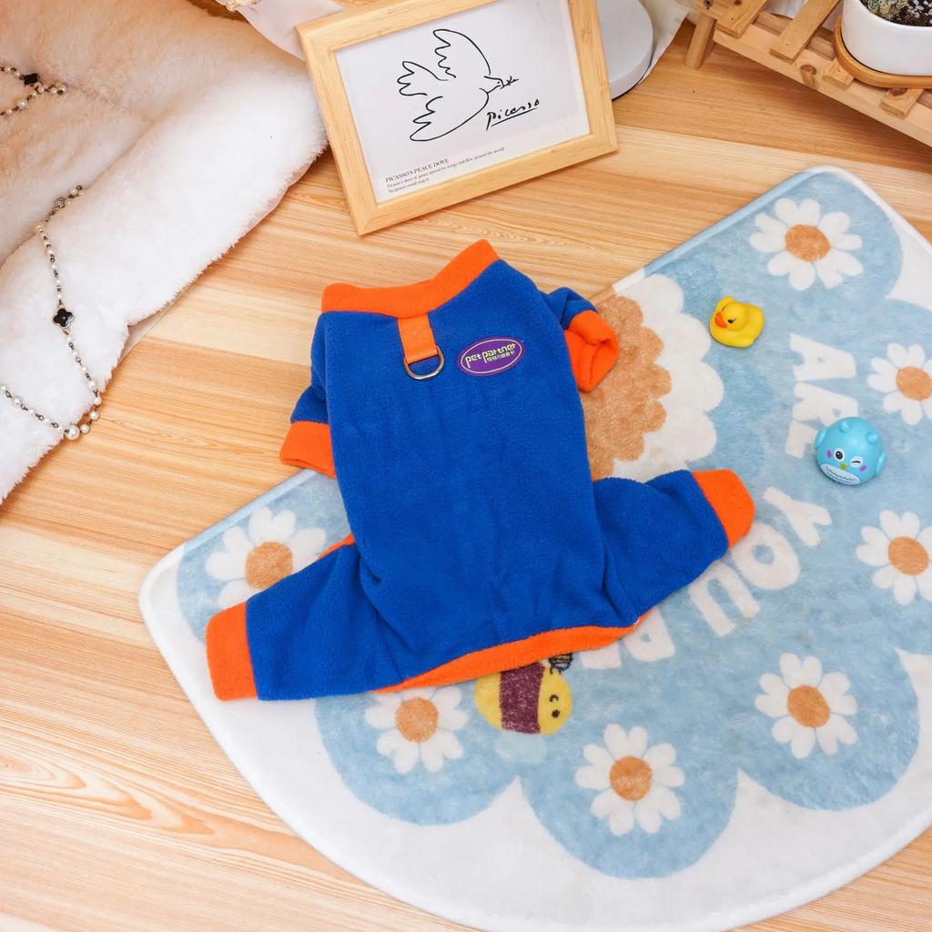 Autumn Winter Contrasting Four Legged Pants Pet Jumpsuit Little Dog Clothes Contrasting Patchwork Jacket Teddy Bear Small Dog