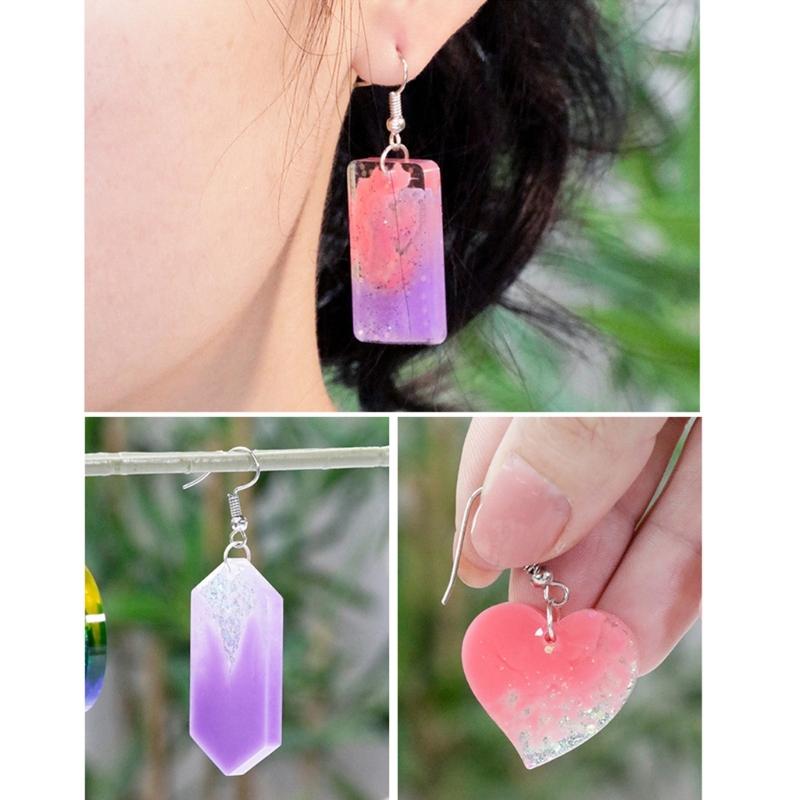 Diy Crystal Epoxy Mold Earrings Jewelry Mold Hanging Pendant Decoration Multiple Styles Round Oval Mirror Silicone Mold