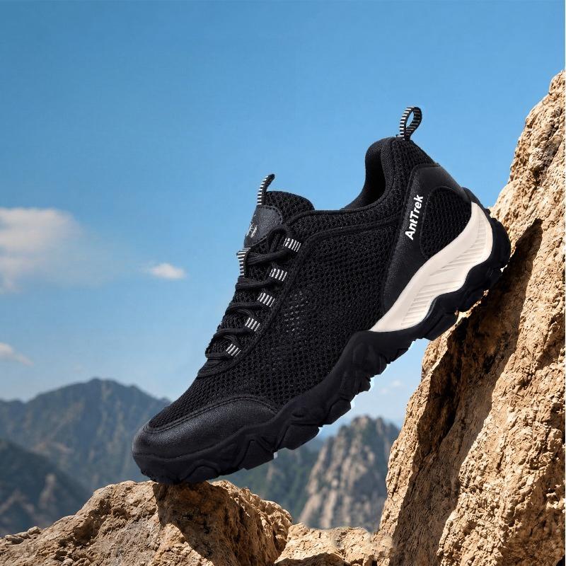 Outdoor Hiking Men Shoes Anti-slip Wear-resistant Flat Lightweight Sports Shoes Men Breathable Mesh Thick-soled Casual Shoes Men
