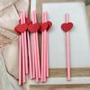 20Pcs Degradable Heart Paper Straws Pink/yellow Disposable Drinking Straw  Bar