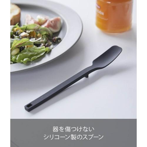 Yamazaki Tower Silicone Spoon, Black, Approx. W2.5 X D2.5 X H19cm, Heat-Resistant, Jam Spoon/Spatula, 4279