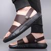 First Layer Cowhide Casual Leather Beach Slippers Outdoor Platform Men's Dual-purpose Non-slip Sandals Breathable Fashion Slippers