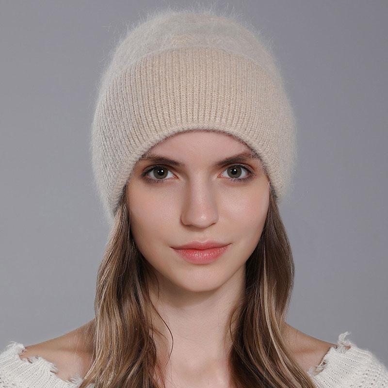 Hats For Women Fashion Twist Style Angora Rabbit Fur Beanie Winter Warm knitted Cashmere Hat Ladies Casual Skullies Cap