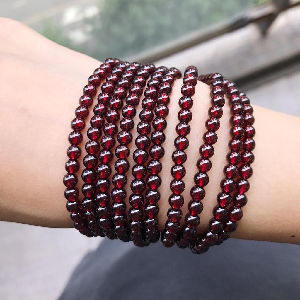 Natural6A Burgundy garnet multi-loop bracelet for women, fashionable crystal bracelet, gift for girls and students in summer