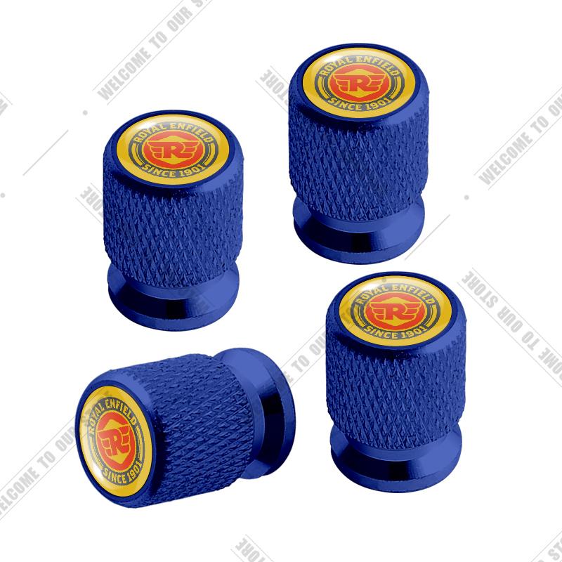Motorcycle CNC Aluminum For Royal Enfield Bullet/Meteor/Classic 350 500 650 400 Emblem 4pcs Tire Valve Air Port Stem Cover Caps