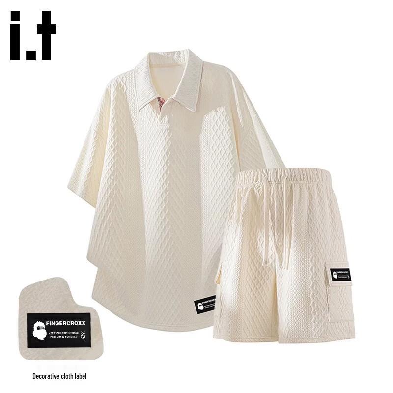Fingercroxx Men s Waffle Short Sleeve Polo & Shorts Set XL