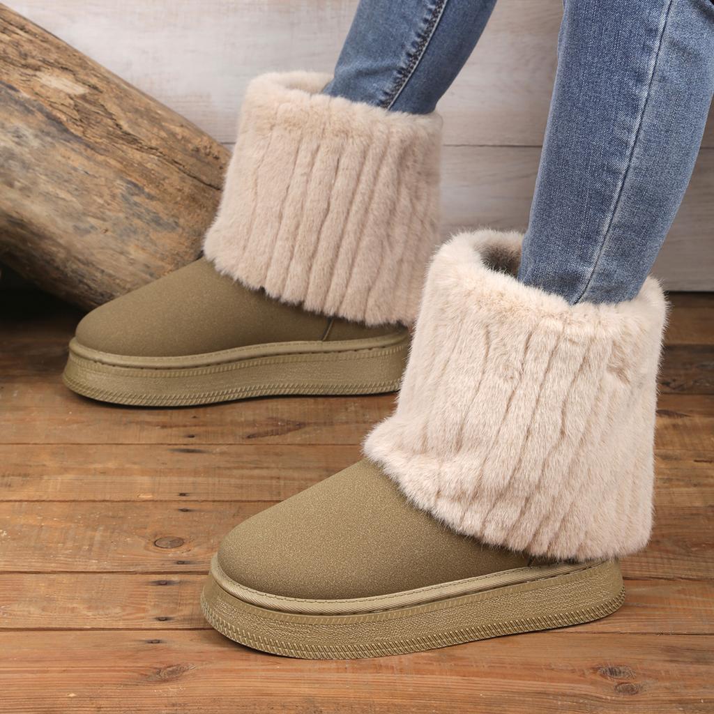Fashion Women Snow Boots Round Toe Thickened Plush Ankle Boots Women Winter Thick Sole Casual Comfortable Anti-slip Shoes Women