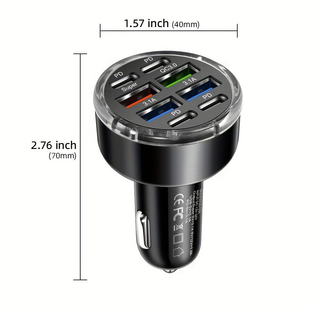 

Универсальное автомобильное зарядное устройство с 8 портами, быстрая зарядка для всех смартфонов - iPhone, Samsung, Huawei