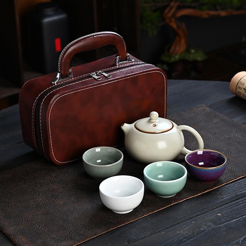 Five Famous Kilns Portable Travel Tea Set, Business Bank Company Event Gifts Can Be Used As Gift Boxes