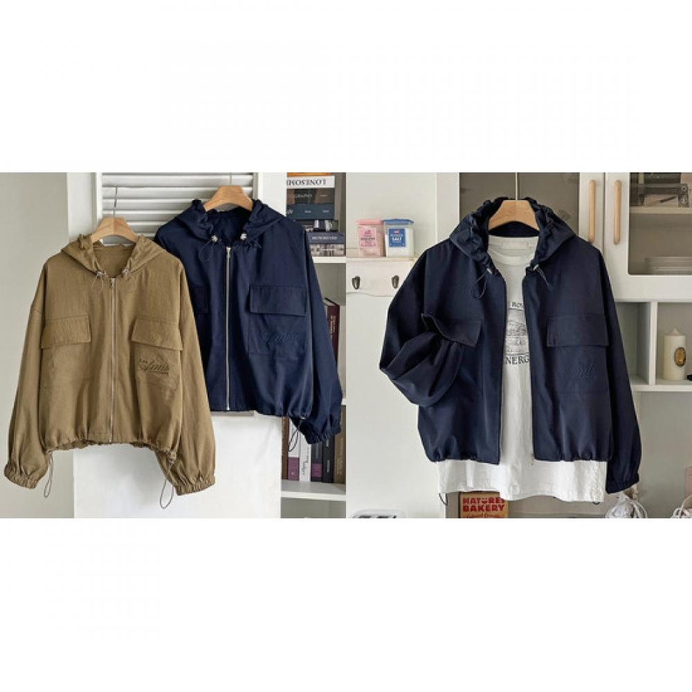 Shop   Women Ami Front Pocket Drawstring Hooded Zip Up Jumper Dgb Wjp 3717