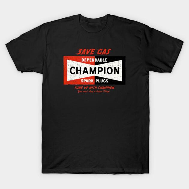 Asian Size Cotton Unisex Tshirt Print T-shirt Champion Spark Plugs Sign T-shirt No-Cut Print Regular Fit