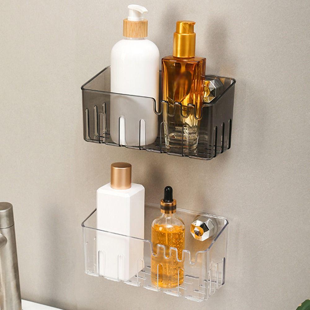 Suction Cup Kitchen Storage Racks Wall Mounted Seasoning Organizer Shower Storage Holder Bathroom