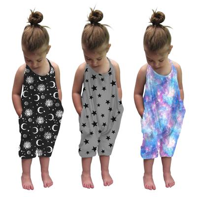 Toddler Girls Sleeveless Romper Backless One Piece Jumpsuit Pocket Design Soft Fabric Comfortable Fit for 1-6 Years Old