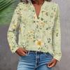 Women's Fashionable And Casual Shirt Long Sleeve V-neck Button Printed Blouse Top