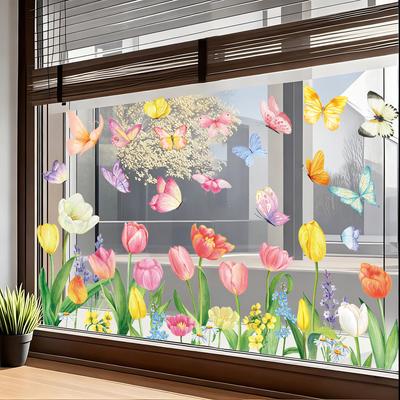 Statisch Haftende Aufkleber Schmetterling Blumen Design für Fenster Schlafzimmer Wohnzimmer Frühjahr 2026 Neue Kollektion Großhandel
