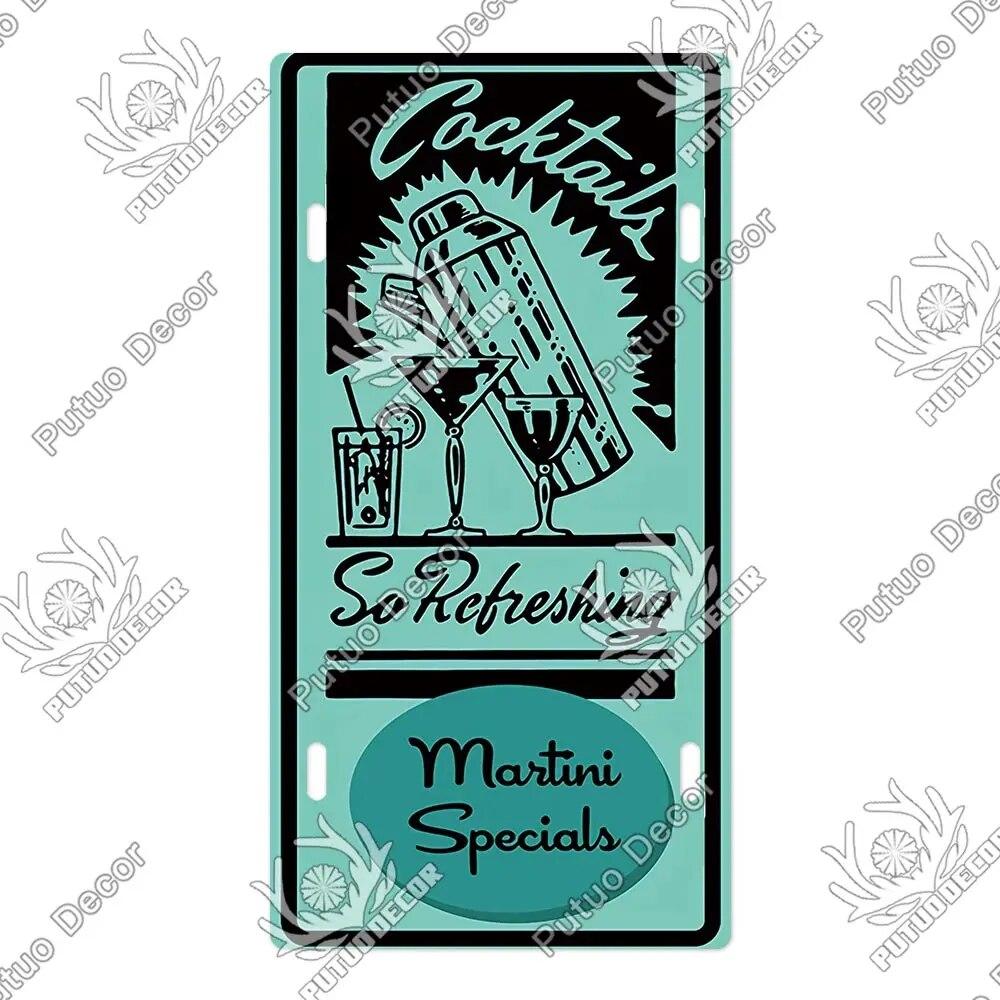 Placa de metal para coquetel Putuo Decor Placa de licença Placa de metal Placa de lata vintage Decoração para Pub Bar Sala de estar Porta Clube Decoração
